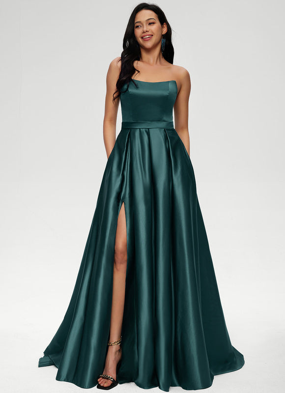 Robe De Princesse Satin Émeraude