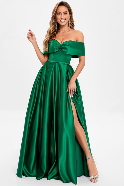Robe De Princesse Satin Émeraude Chic - gallery 3