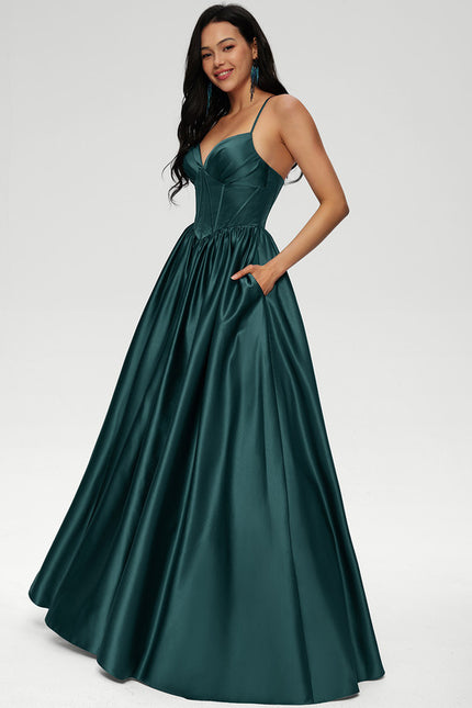 Robe De Princesse Satin Fluide Ras Du Sol - gallery 1
