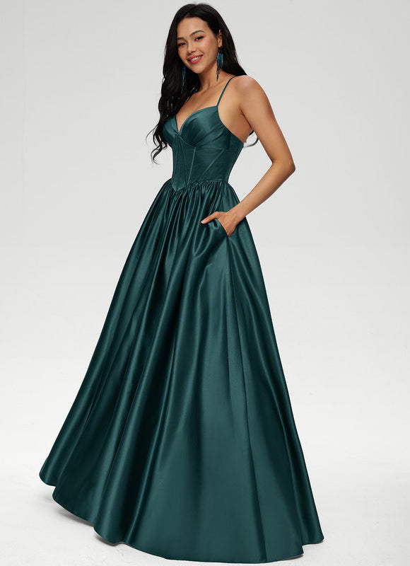 Robe De Princesse Satin Fluide Ras Du Sol - gallery 1
