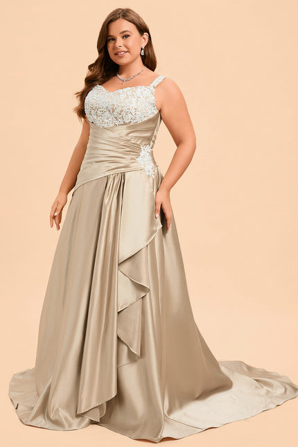 Robe De Princesse Satinée Beige - gallery 9