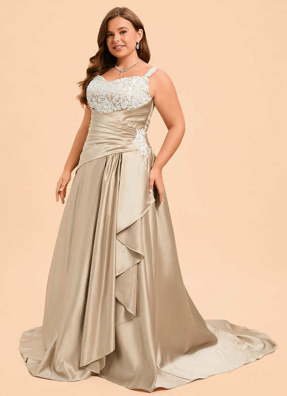 Robe De Princesse Satinée Beige - gallery 9