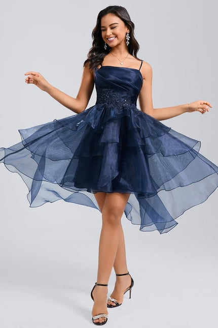 Robe De Princesse Soirée Fluide Bleu Nuit - gallery 2