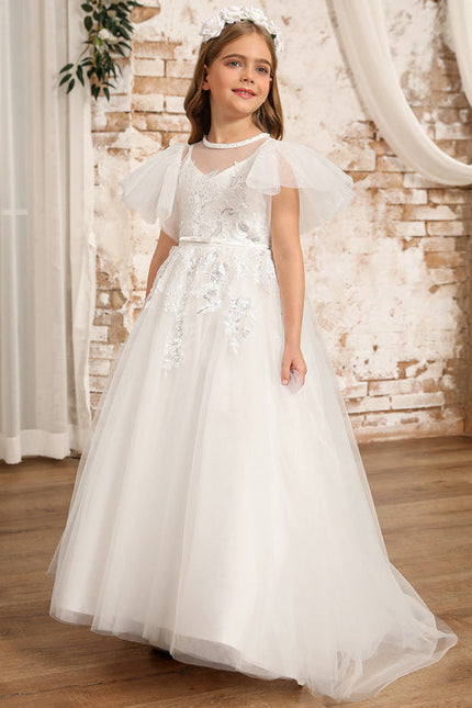 Robe De Princesse Tulle Ivoire Fleuri - gallery 7