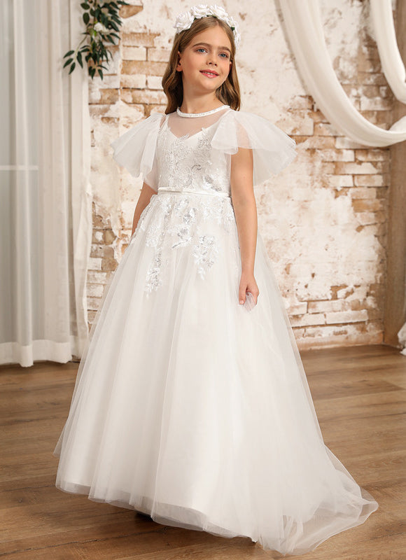 Robe De Princesse Tulle Ivoire Fleuri - gallery 7