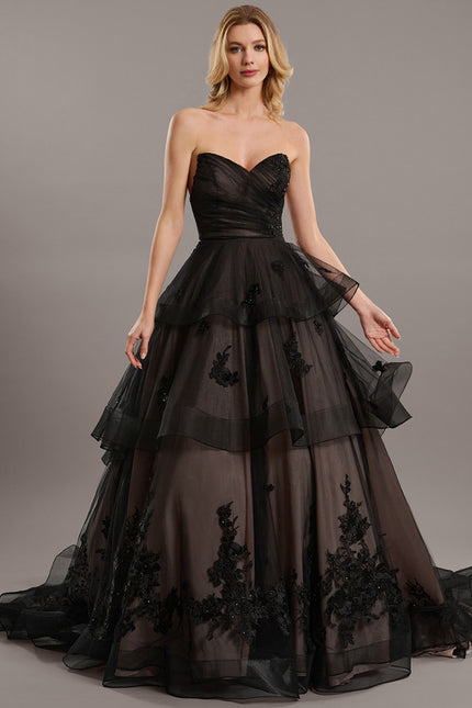 Robe De Princesse Tulle Noir Ornée - gallery 1