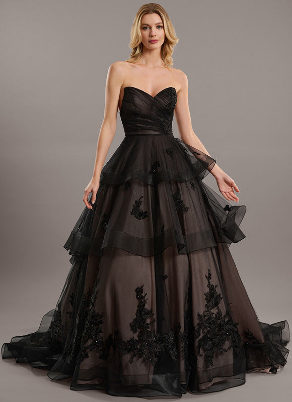 Robe De Princesse Tulle Noir Ornée - gallery 1