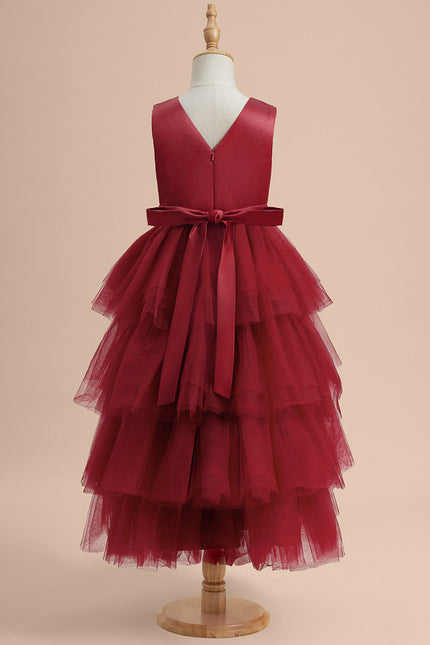 Robe De Princesse Bordeaux Asymétrique - gallery 1
