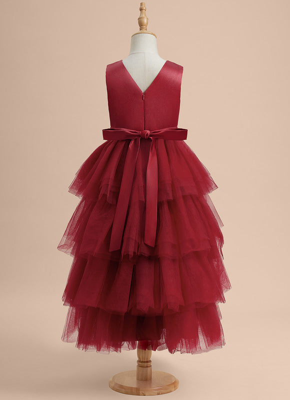 Robe De Princesse Bordeaux Asymétrique - gallery 1
