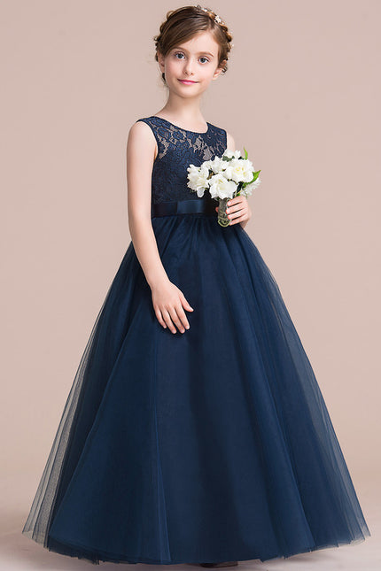 Robe De Princesse Marine Tulle Fleuri - gallery 1