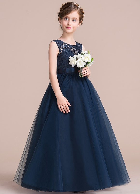 Robe De Princesse Marine Tulle Fleuri - gallery 1