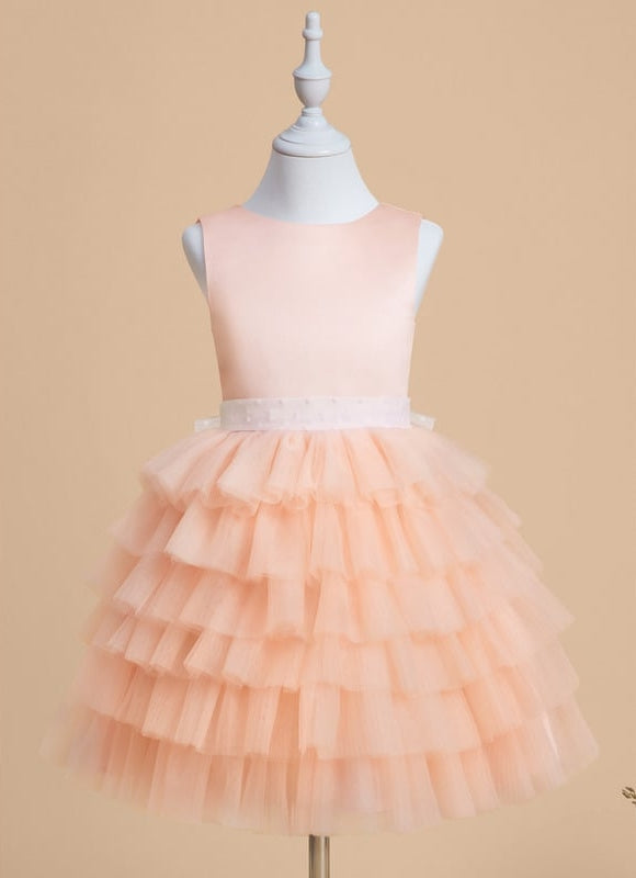Robe De Princesse Tulle Pêche Volants - gallery 1