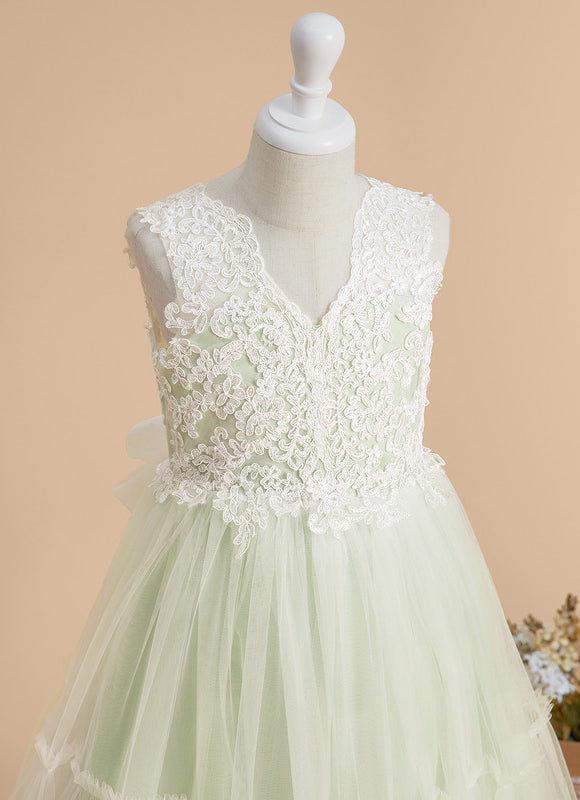 Robe De Princesse Tulle Vert Pâle - gallery 5