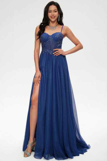 Robe De Princesse Soirée Bleu Scintillant