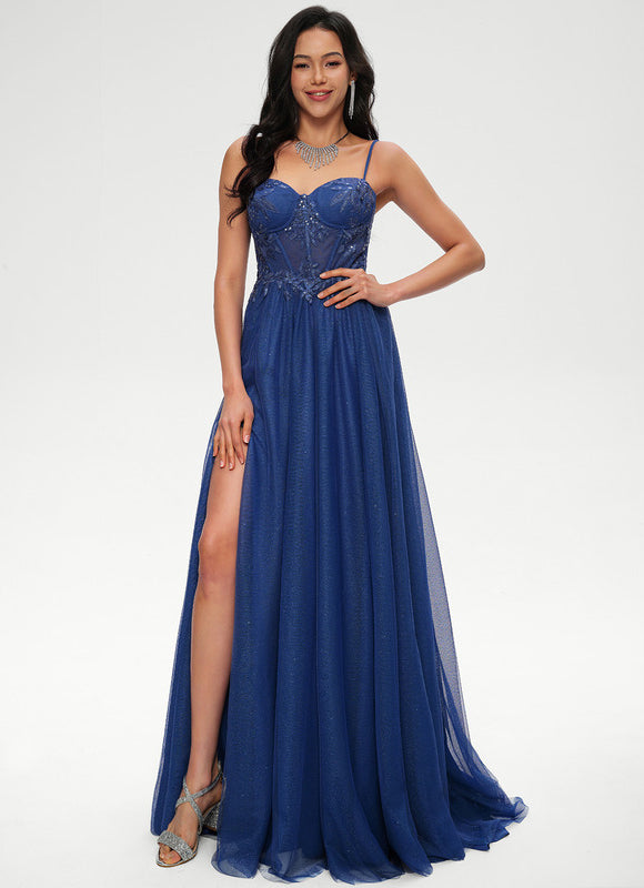 Robe De Princesse Soirée Bleu Scintillant