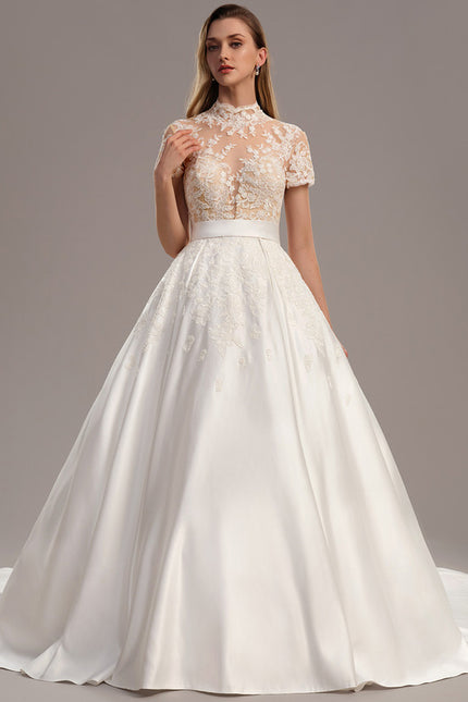 Robe De Princesse Éclat Nuptial Satiné - gallery 3