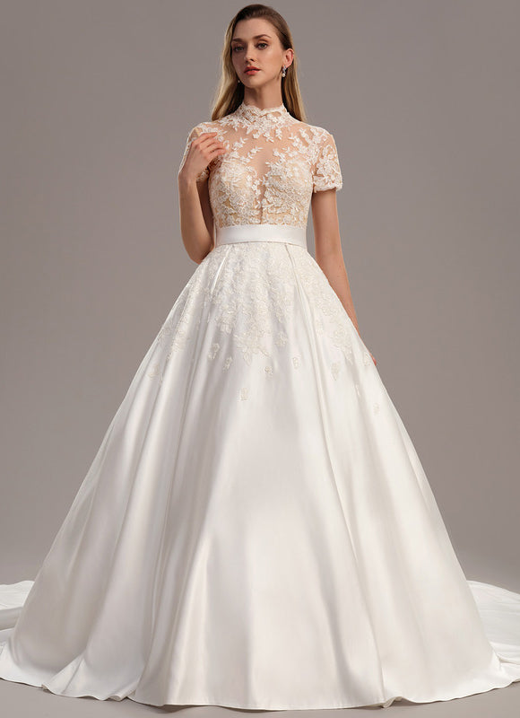 Robe De Princesse Éclat Nuptial Satiné - gallery 3