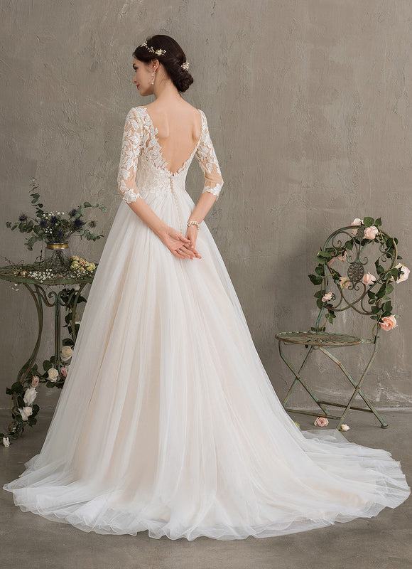 Robe De Princesse Nuptiale En Tulle Scintillant - gallery 7