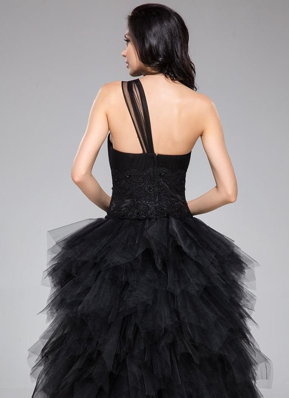 Robe De Princesse Asymétrique À Volants - gallery 7