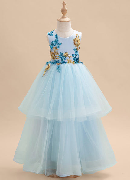 Robe De Princesse Tulle Bleu Floral