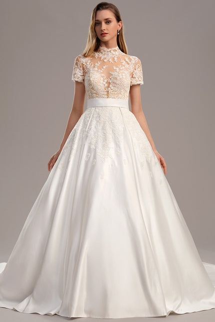 Robe De Princesse Éclat Nuptial Satiné - gallery 1