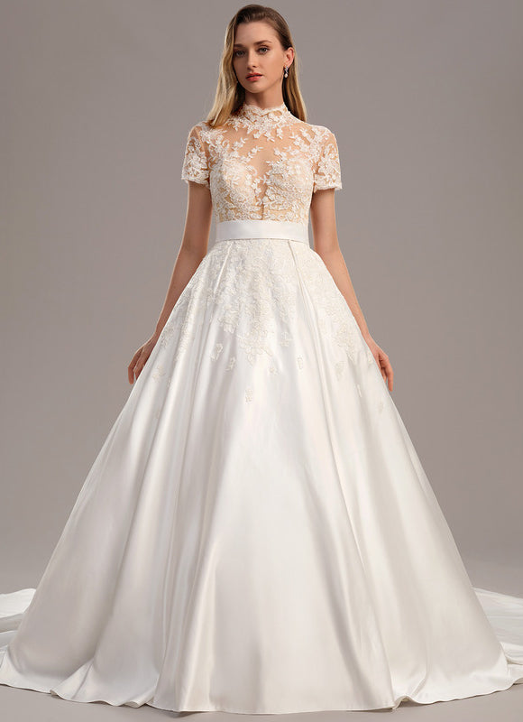 Robe De Princesse Éclat Nuptial Satiné - gallery 1