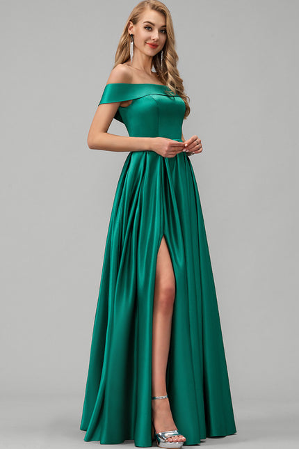 Robe De Princesse Satin Émeraude Chic - gallery 3