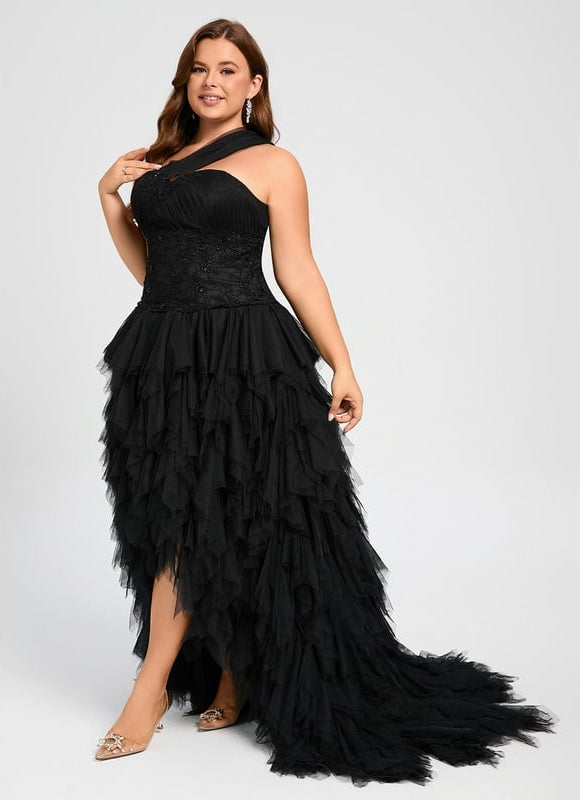 Robe De Princesse Asymétrique À Volants - gallery 8
