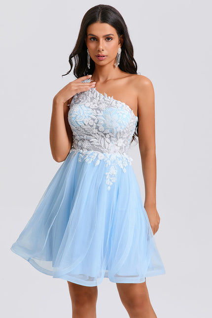Robe De Princesse Asymétrique Tulle Bleu - gallery 1