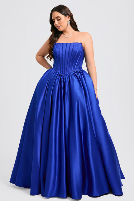 Robe De Princesse Satin Bleu - gallery 9