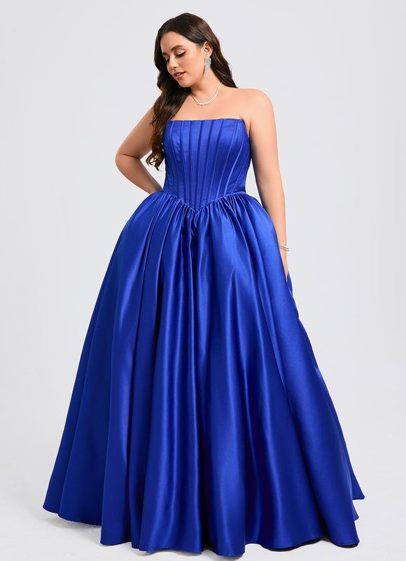 Robe De Princesse Satin Bleu - gallery 9