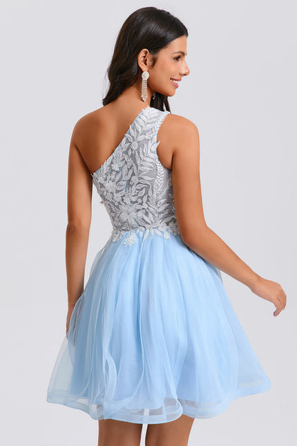 Robe De Princesse Asymétrique Tulle Bleu - gallery 4