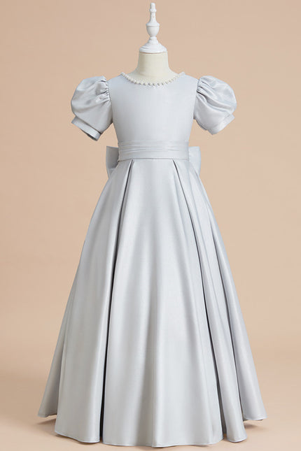 Robe De Princesse Satinée Grise - gallery 1