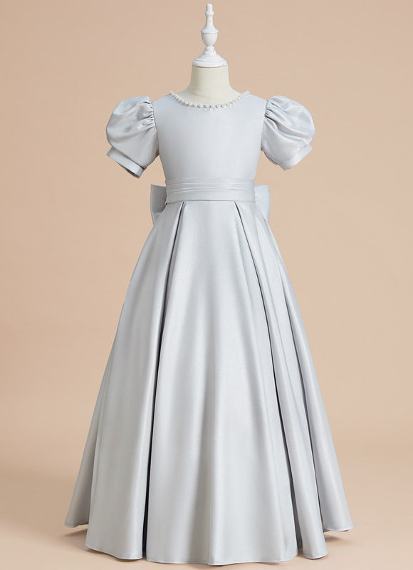 Robe De Princesse Satinée Grise - gallery 1