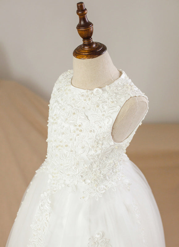 Robe De Princesse Enfant Blanche Brodée - gallery 9