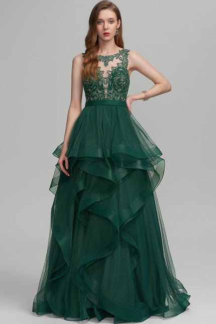 Robe De Princesse Tulle Vert Émeraude - gallery 3