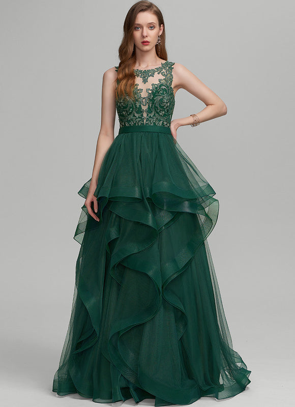 Robe De Princesse Tulle Vert Émeraude - gallery 3