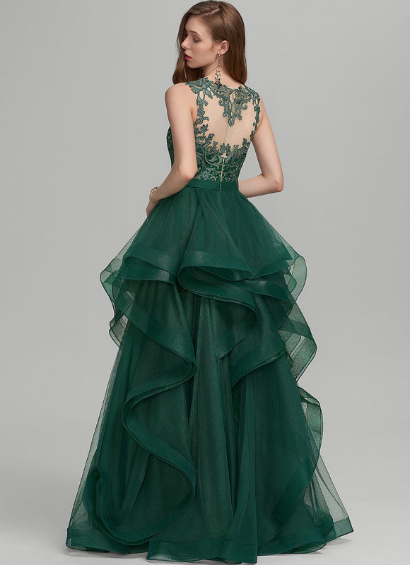 Robe De Princesse Tulle Vert Émeraude - gallery 1