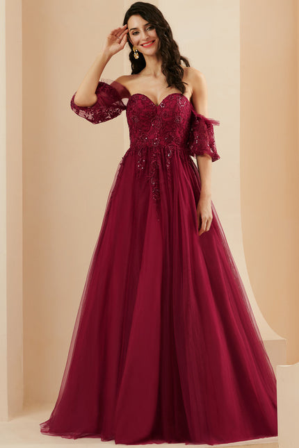 Robe De Princesse Bordeaux Évasée