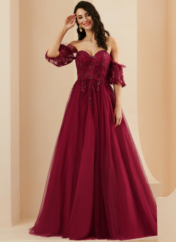 Robe De Princesse Bordeaux Évasée