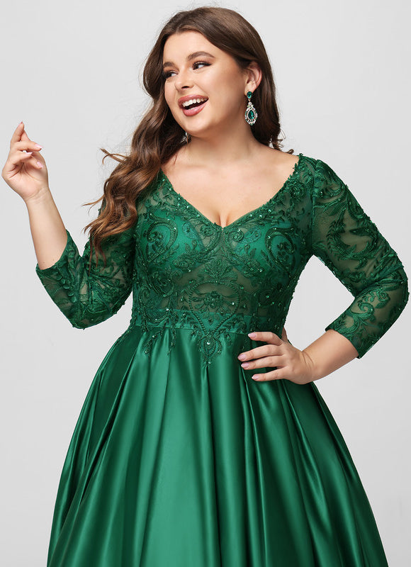 Robe De Princesse Satin Verte - gallery 8