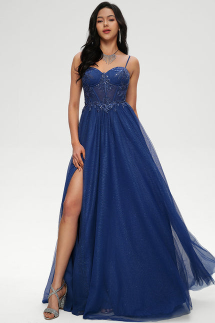 Robe De Princesse Soirée Bleu Scintillant - gallery 3