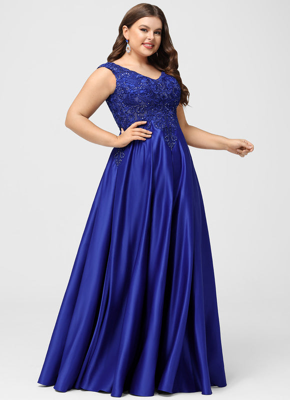 Robe De Princesse Soirée Bleue Satinée - gallery 9