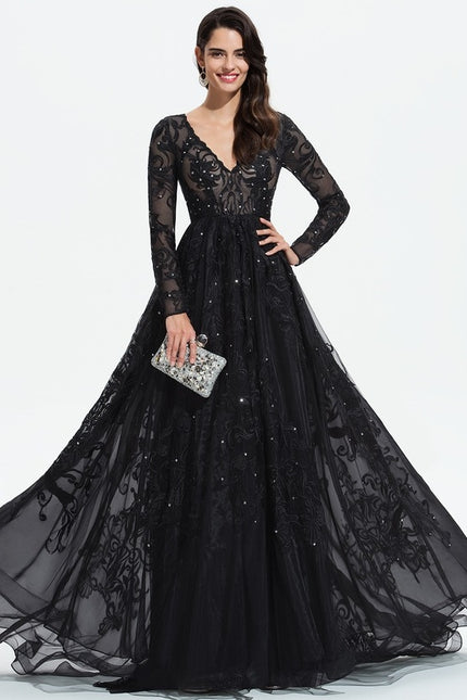 Robe De Princesse De Gala En Tulle Brodé - gallery 2