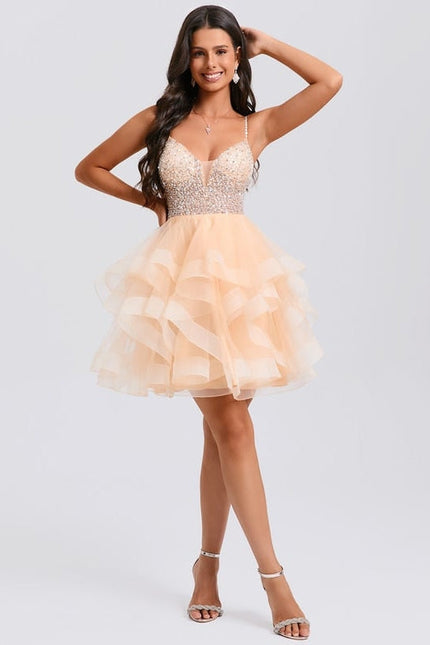 Robe De Princesse Tulle Pailletée Saumon - gallery 6