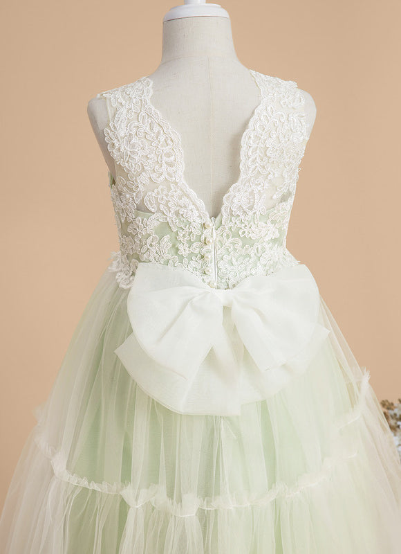 Robe De Princesse Tulle Vert Pâle - gallery 4