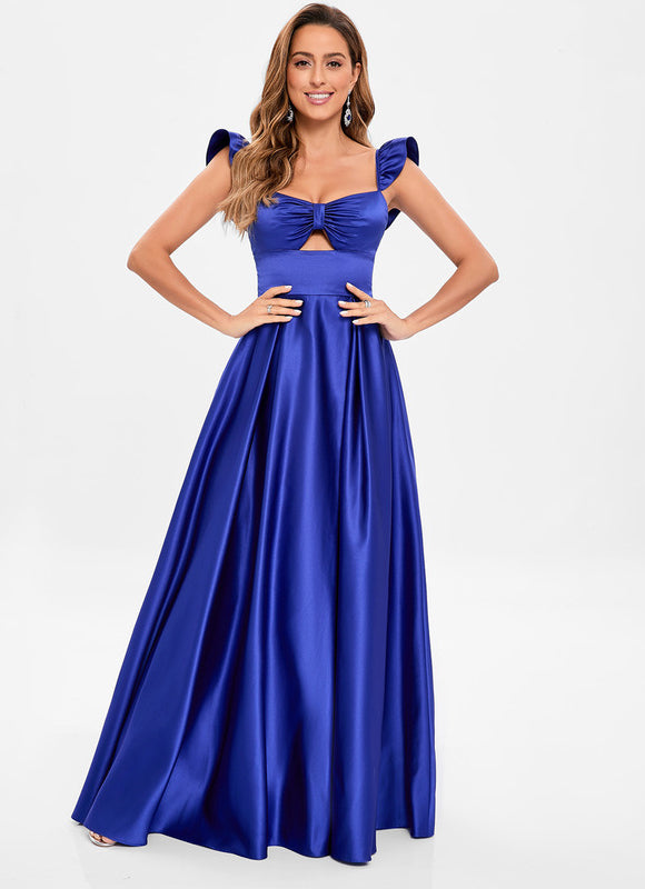 Robe De Princesse Satin Bleu Royal - gallery 3