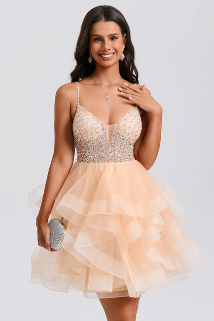 Robe De Princesse Tulle Pailletée Saumon - gallery 2