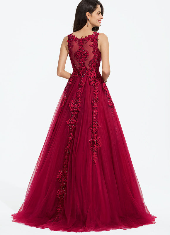 Robe De Princesse Bordeaux Ornée - gallery 2
