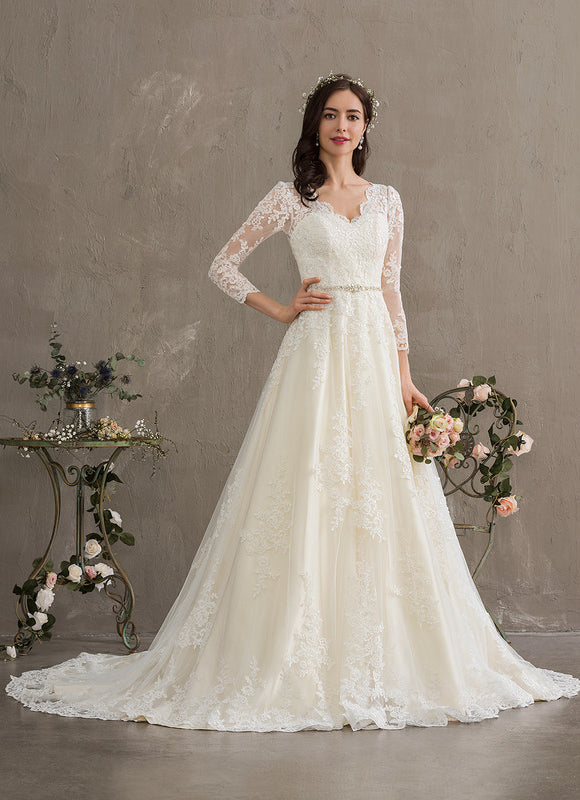 Robe De Princesse Élégante Dentelle - gallery 5